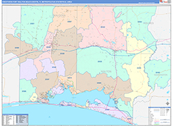Crestview-Fort Walton Beach-Destin Metro Area Wall Map Color Cast Style 2026